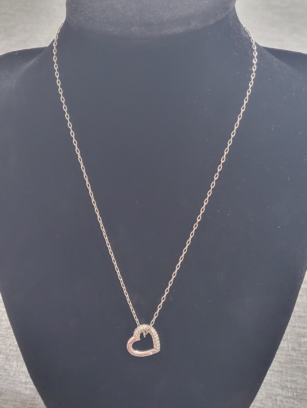Michael Kors Pink Rose Gold Pavé Heart Necklace
